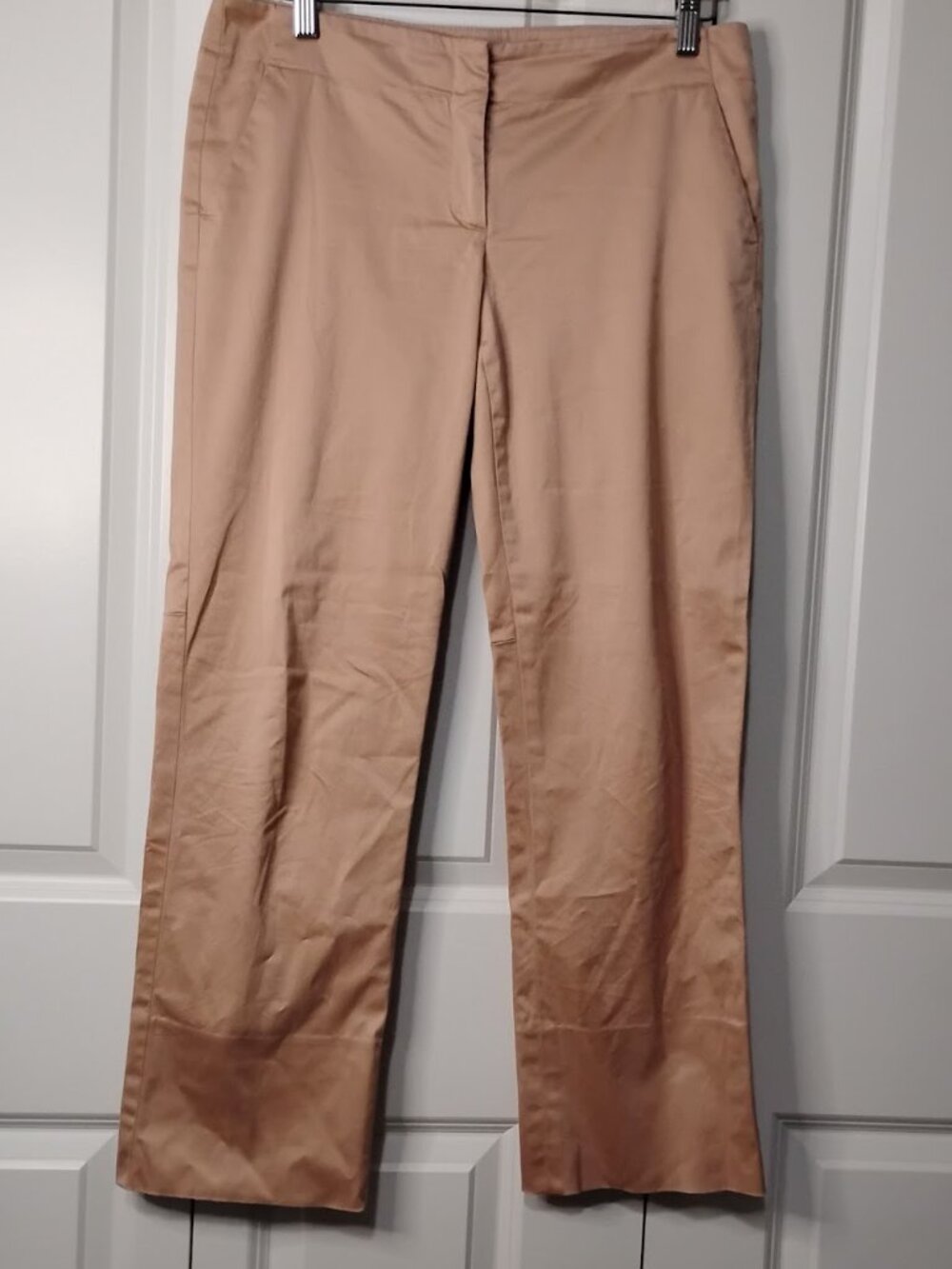 Theory Women's Brown Tan Cotton Blend Straight Leg Dress Pants Size 8